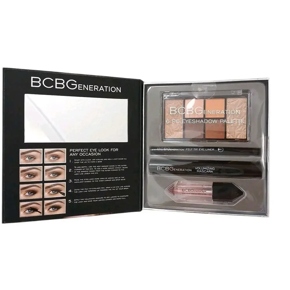 4 Pc Set BCBGeneration Natural Complete Eyes Liner Mascara Lip Set Talc Free New